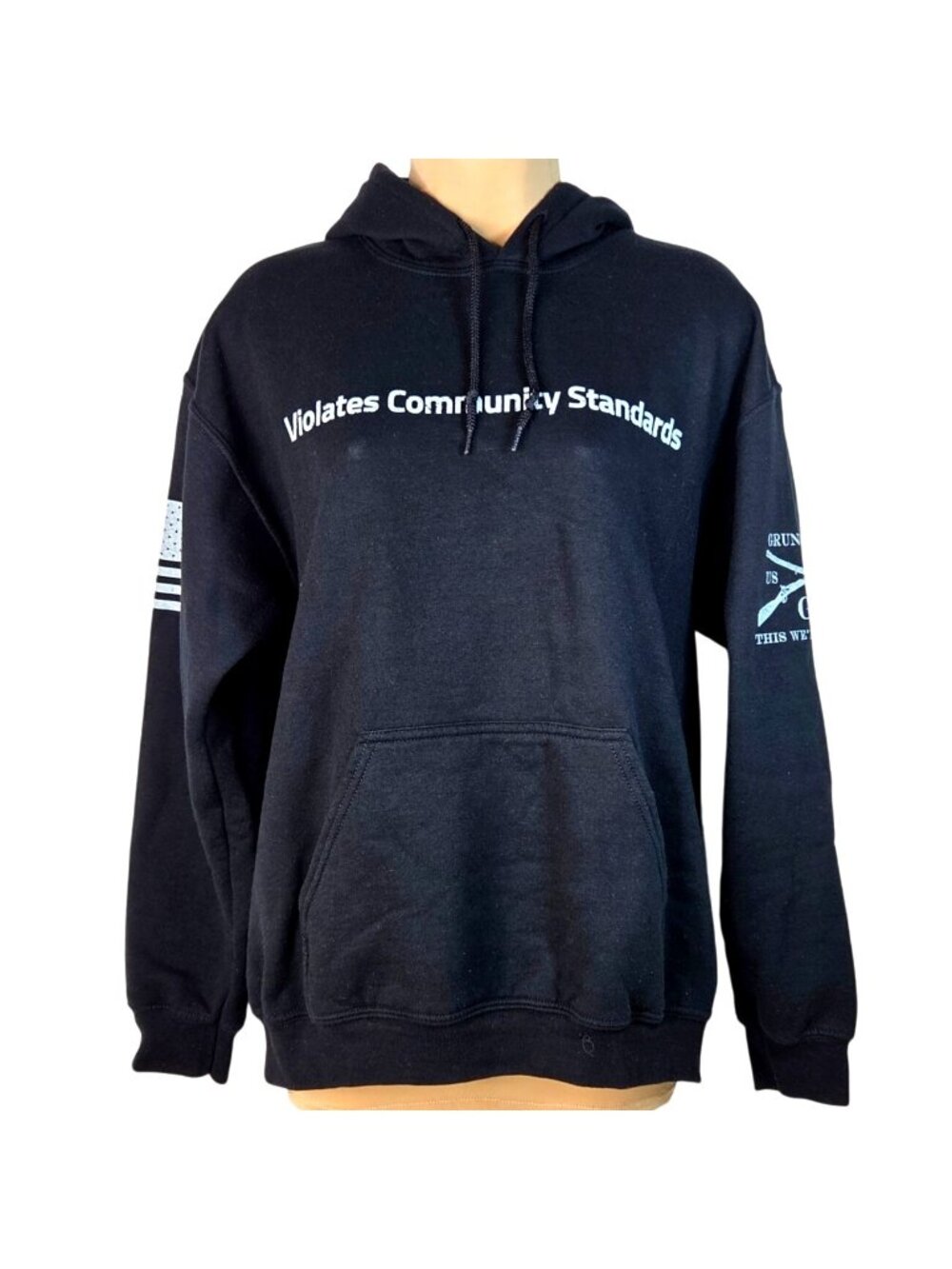 Grunt Style Black Hoodie Violates Community Standards GS Logo Medium